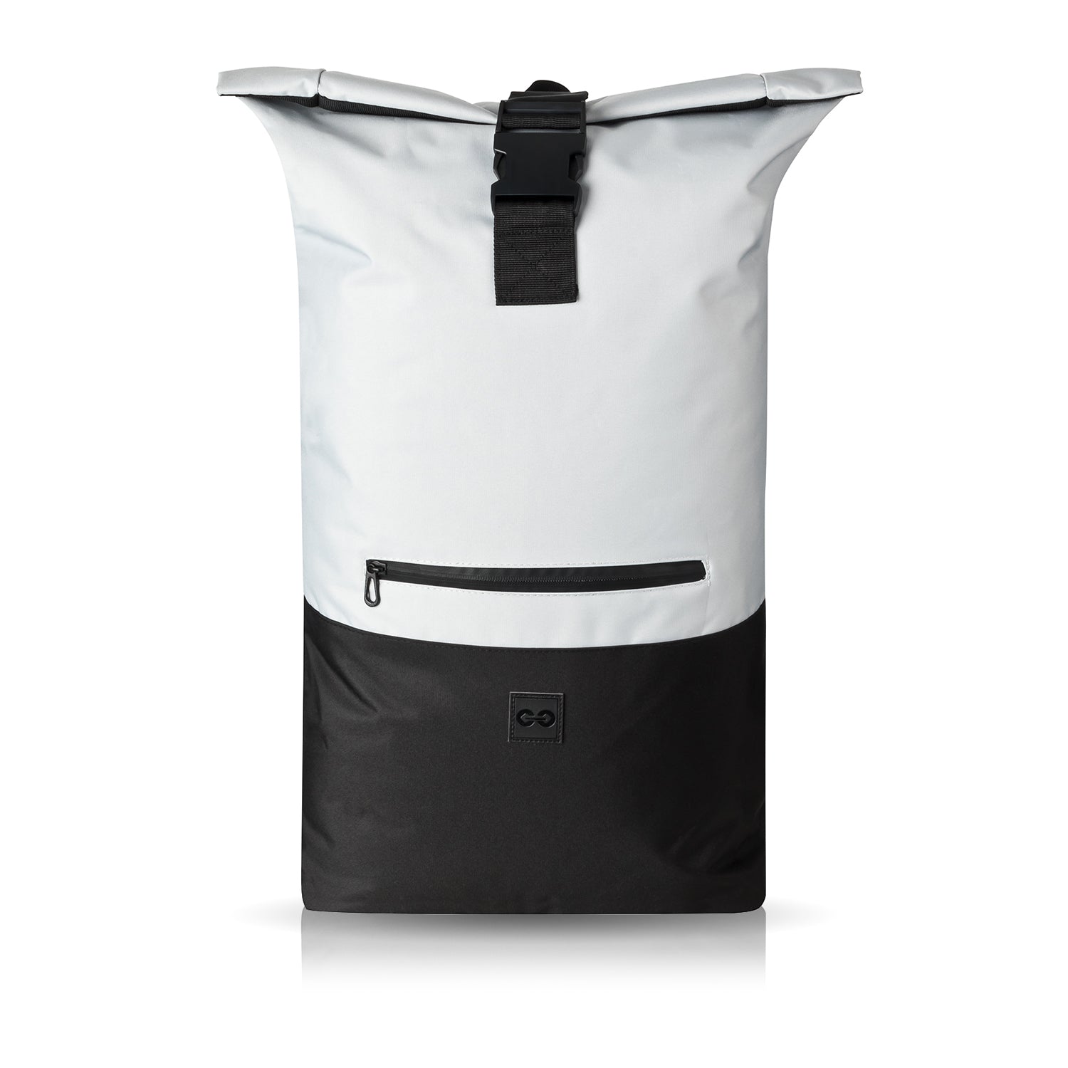 schwarz und weiß Roll-Top HYBRID Rucksack von Urban Zweirad // 40 x 8 x 54 cm // 35-40 Liter // Laptopfach 17"