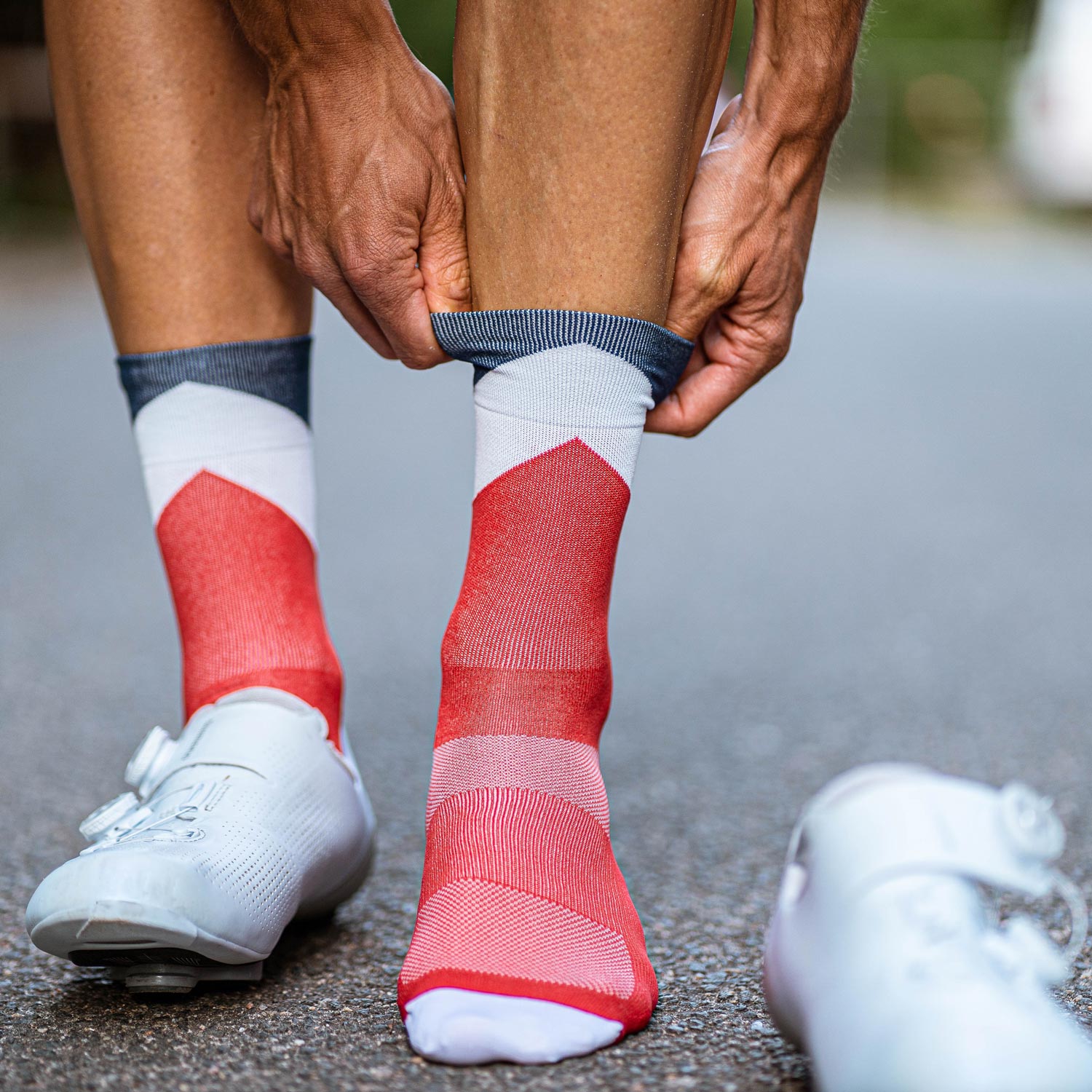 rot, weiß, blaue Socken // Fahrrad-Socken von Incylence